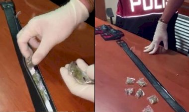 UYUŞTURUCU, ŞÜPHELİNİN KEMERİNDEN ÇIKTI